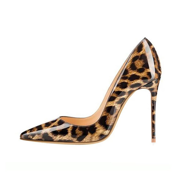 Escarpins Léopard Cuir Verni talon 10 cm